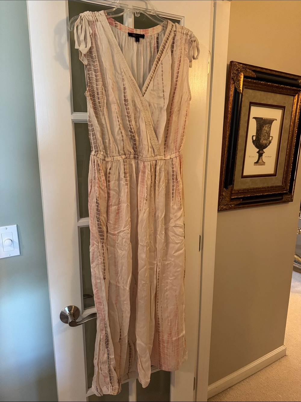 Frye Cream Maxi Dress with Taupe and Blush Accents